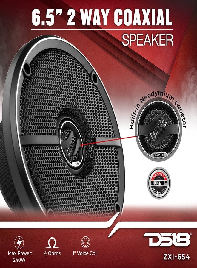 دي أس18 مكبر صوت DS18 ZXI-654 6.5 بوصة محوري للسيارة مع مكبر صوت نيوديميوم مدمج ومخروط كيفلر - ثنائي الاتجاه 240 واط كحد أقصى 4 أوم (مكبران صوت) - Image 2